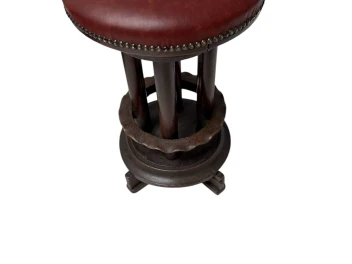 Six Art Deco Amsterdamse School Stools with Leather Tops, 1920s